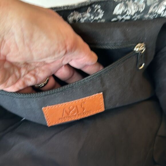 AMERICA & BEYOND Women's Cotton Floral Fringe Medallion Boho Tote Bag Black - Picture 14 of 16